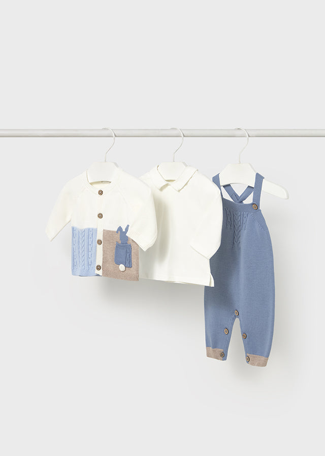 Conj. jardineira tricot - mayoral - New Born menino - AW25-2617