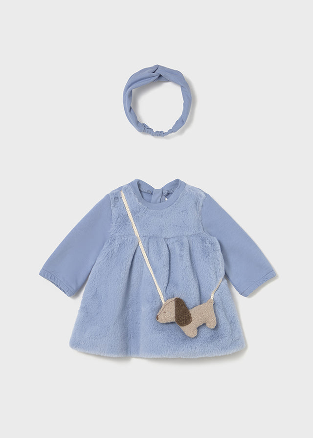 Vestido combinado pelo - mayoral - New Born menina - AW25-2823