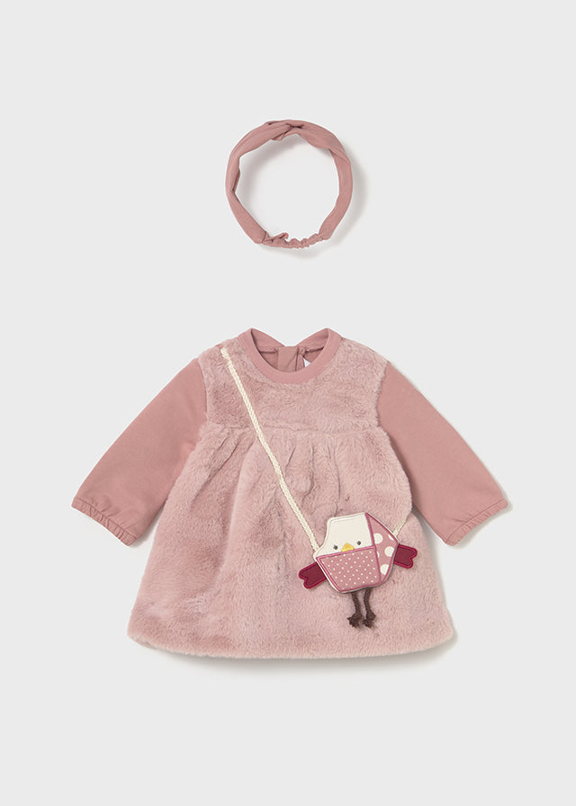 Vestido combinado pelo - mayoral - New Born menina - AW25-2823
