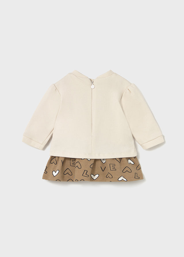 Vestido combinado felpa - mayoral - New Born menina - AW25-2833