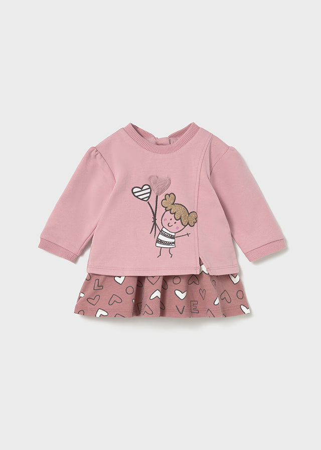 Vestido combinado felpa - mayoral - New Born menina - AW25-2833