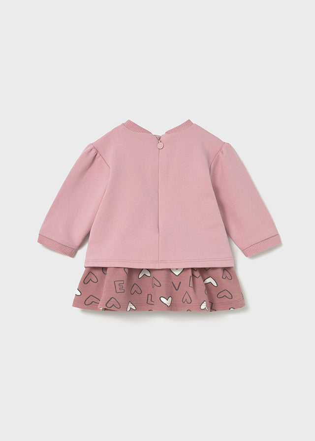 Vestido combinado felpa - mayoral - New Born menina - AW25-2833