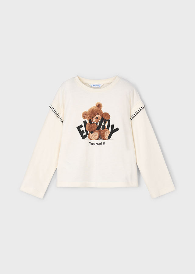 Camiseta m/comp. urso - mayoral - Mini Menina - AW25-4012