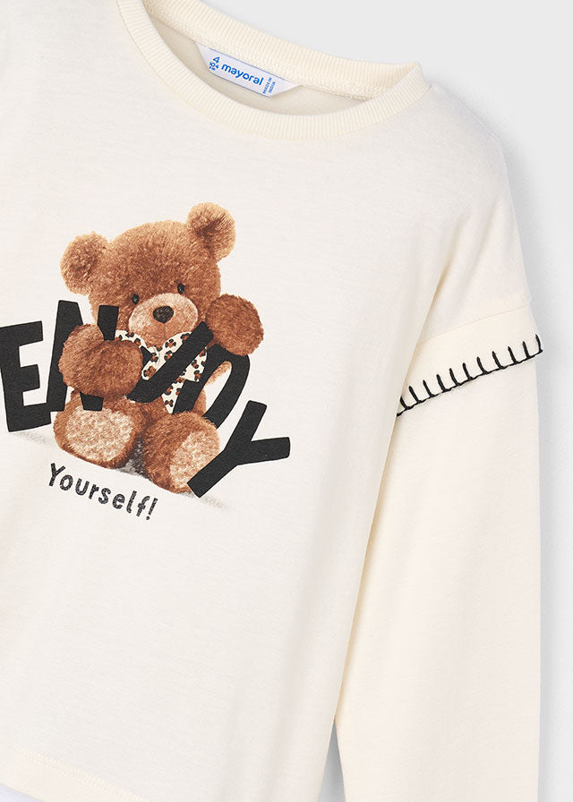 Camiseta m/comp. urso - mayoral - Mini Menina - AW25-4012
