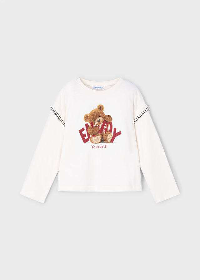 Camiseta m/comp. urso - mayoral - Mini Menina - AW25-4012