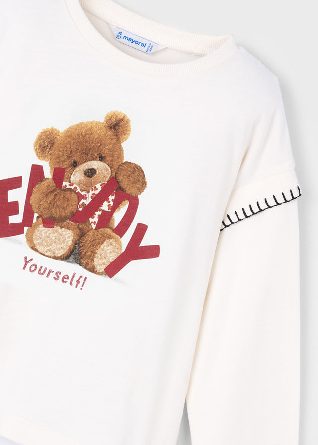 Camiseta m/comp. urso - mayoral - Mini Menina - AW25-4012