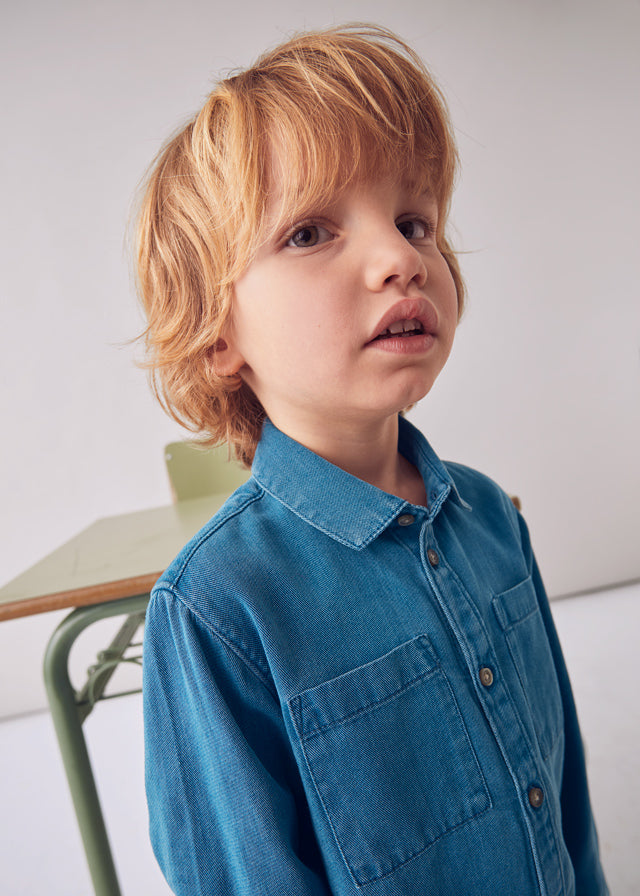 Camisa m/comp. denim - mayoral - Mini Menino - AW25-4126