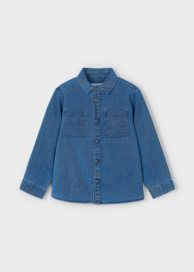 Camisa m/comp. denim - mayoral - Mini Menino - AW25-4126