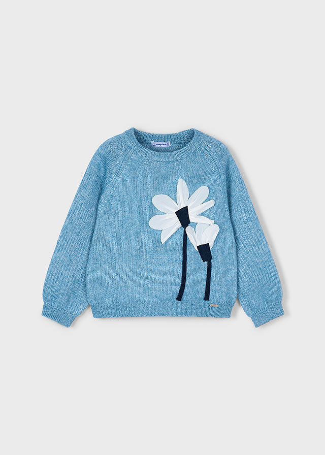 Jersey flores aplicação - mayoral - Mini Menina - AW25-4308