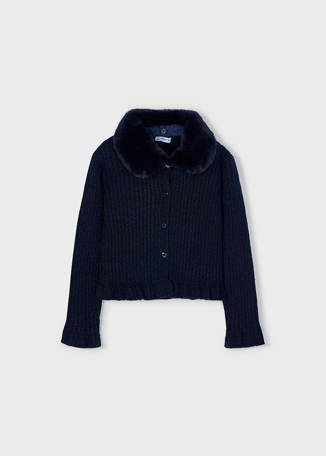 Casaco tricô gola pelo - mayoral - Mini Menina - AW25-4311