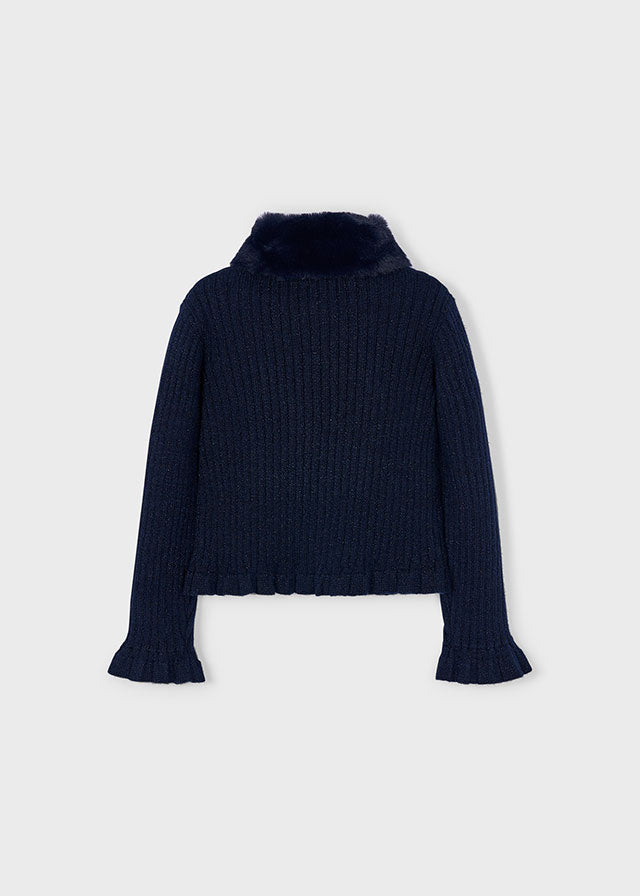 Casaco tricô gola pelo - mayoral - Mini Menina - AW25-4311