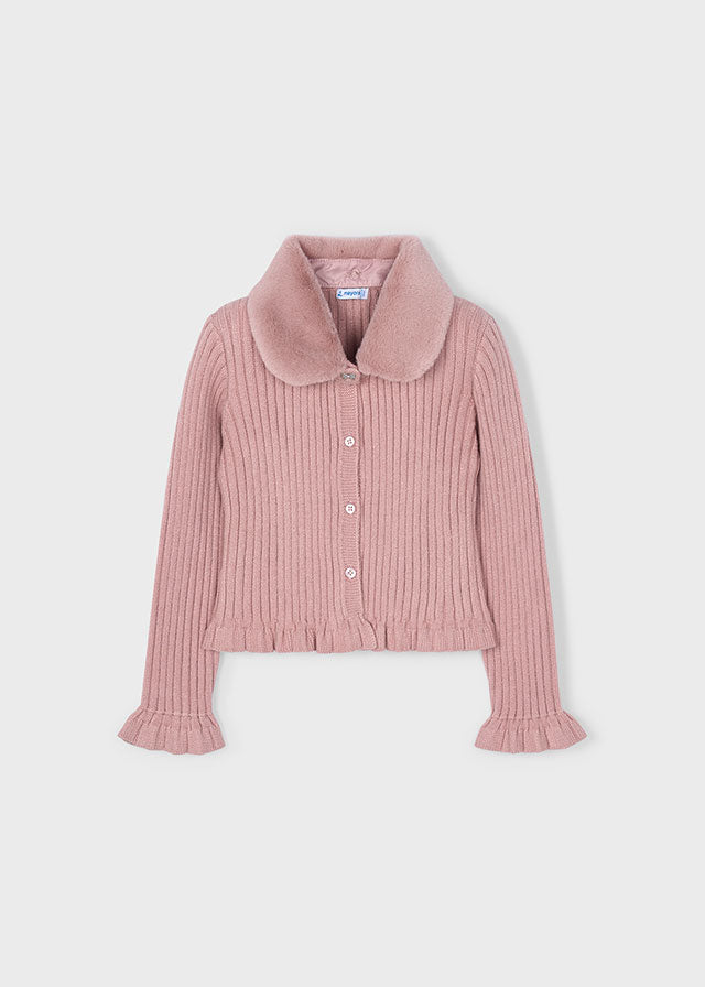 Casaco tricô gola pelo - mayoral - Mini Menina - AW25-4311