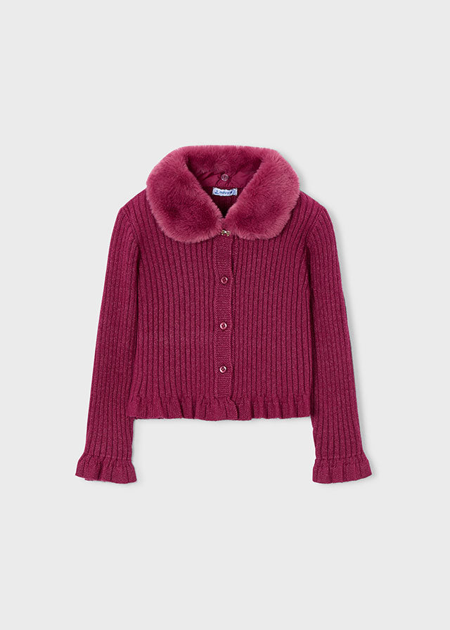 Casaco tricô gola pelo - mayoral - Mini Menina - AW25-4311