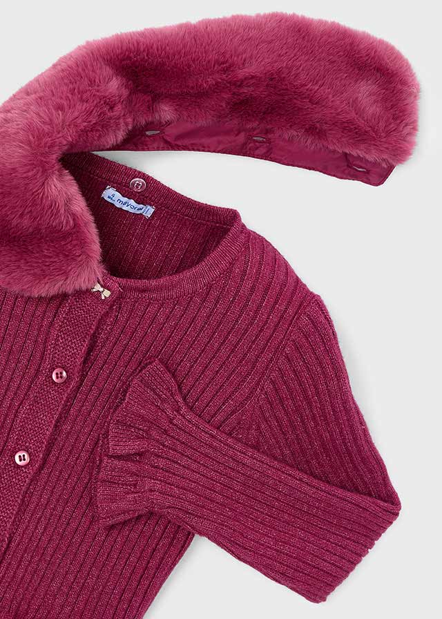 Casaco tricô gola pelo - mayoral - Mini Menina - AW25-4311