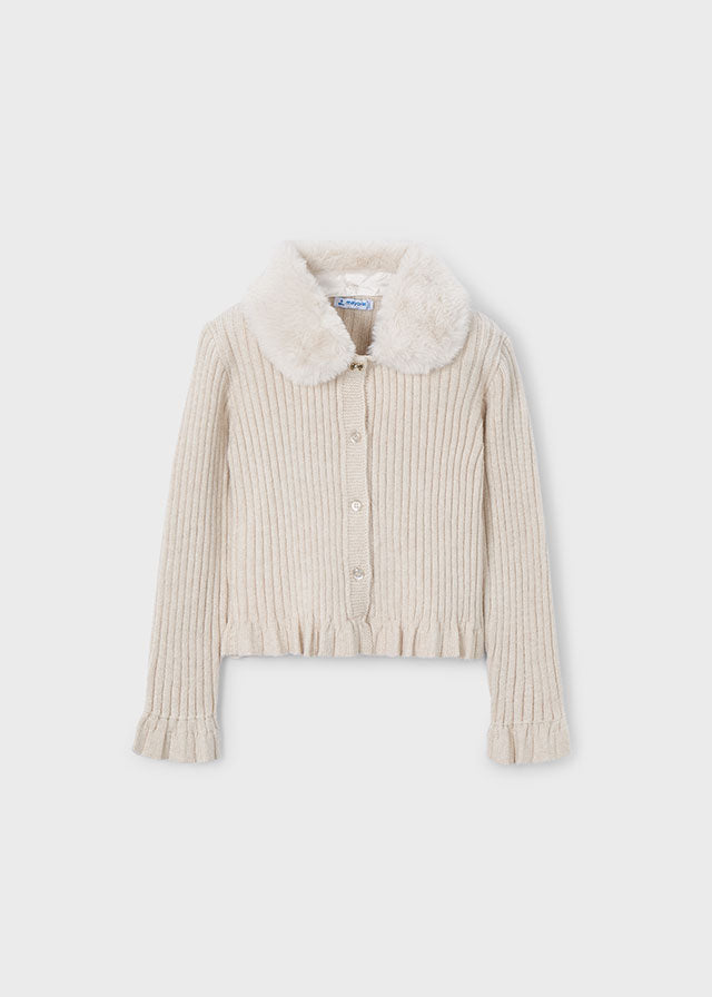 Casaco tricô gola pelo - mayoral - Mini Menina - AW25-4311