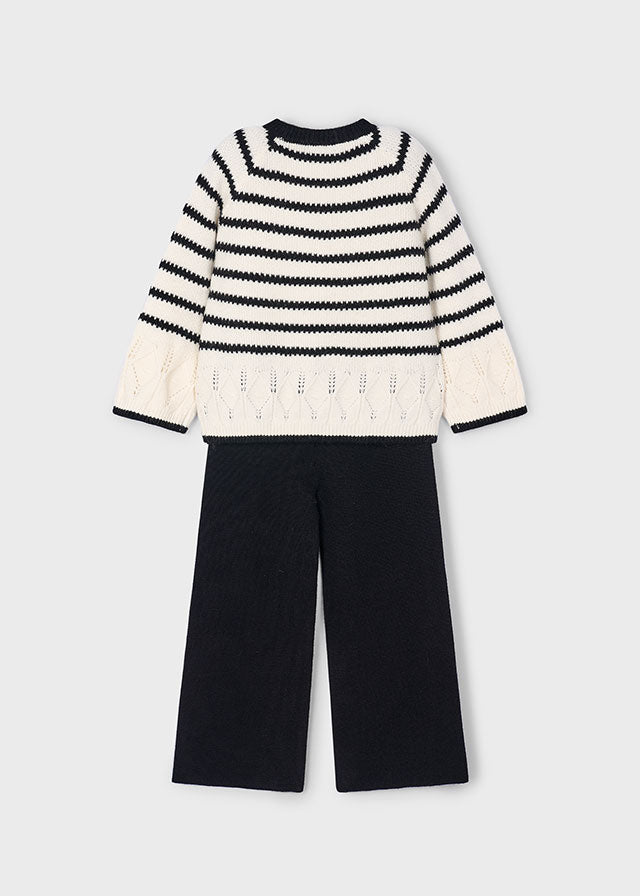 Conj.calça tricô riscas - mayoral - Mini Menina - AW25-4582