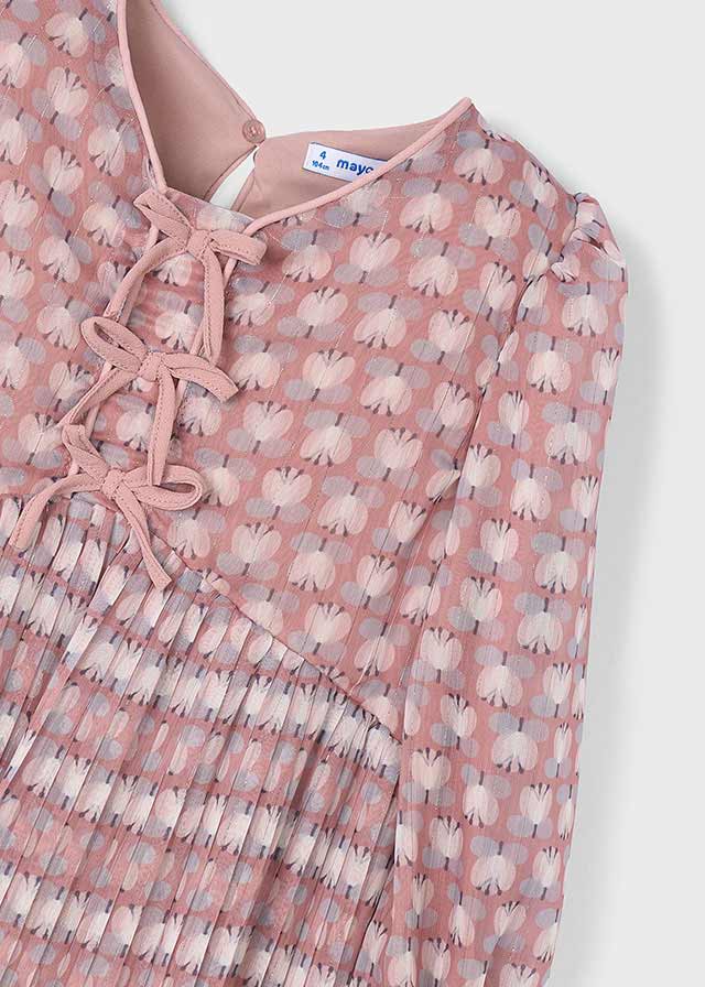 Vestido plissado estampado - mayoral - Mini Menina - AW25-4917