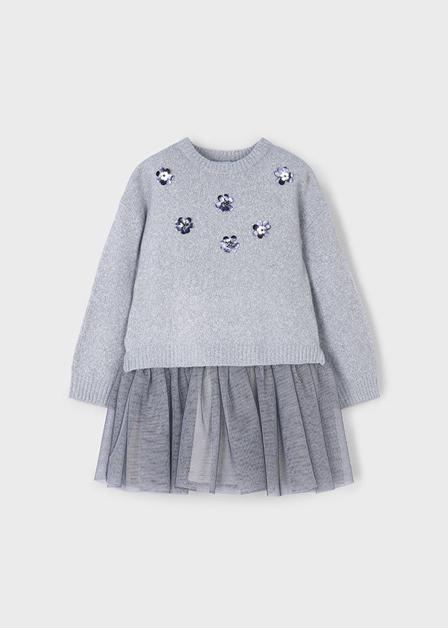 Vestido malha combinado - mayoral - Mini Menina - AW25-4918