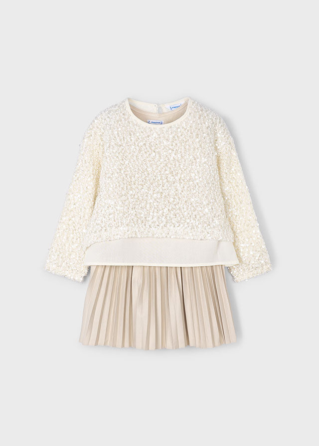 Vestido combinado lantejoulas - mayoral - Mini Menina - AW25-4925