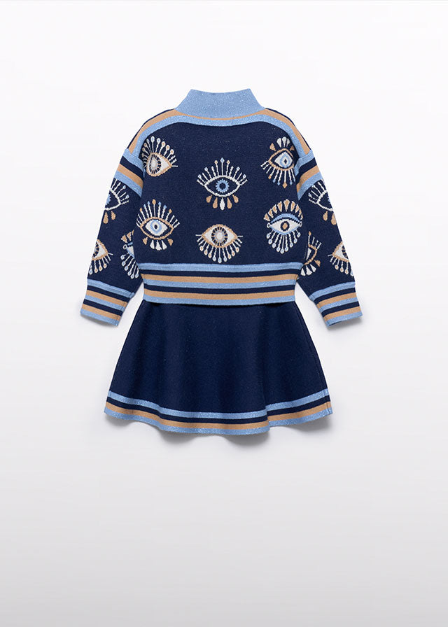 Conj. tricô saia jacquard - Abel & Lula - A&L Mini Menina - AW25-5540