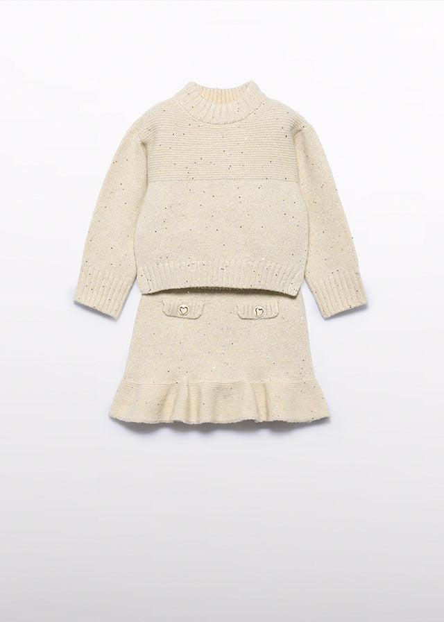 Conj. tricô saia - Abel & Lula - A&L Mini Menina - AW25-5543
