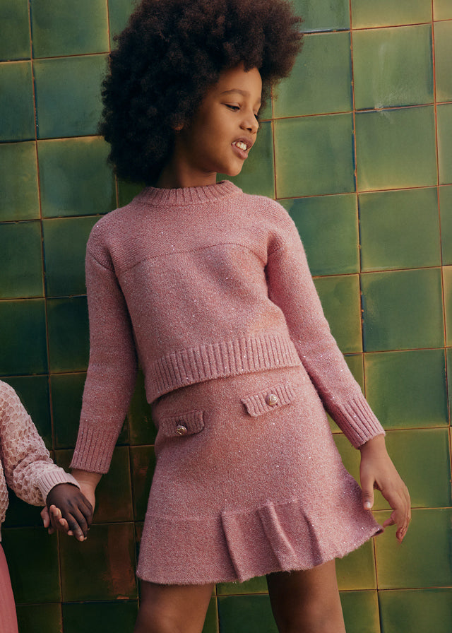 Conj. tricô saia - Abel & Lula - A&L Mini Menina - AW25-5543