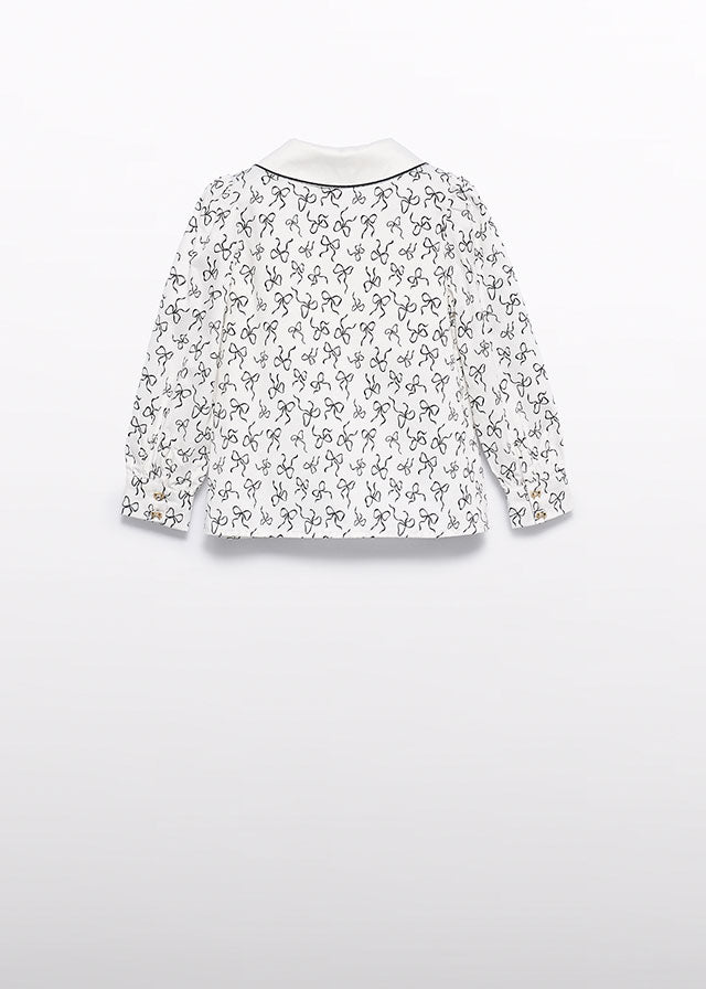 Blusa popelin acetinada laços - Abel & Lula - A&L Mini Menina - AW25-5613
