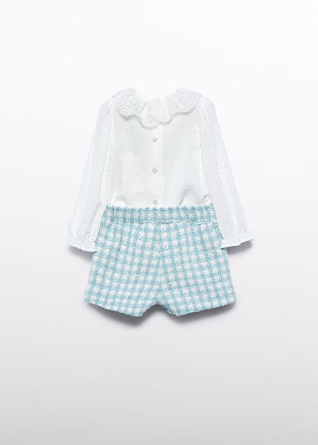 Conj.bermuda xadrez lurex - Abel & Lula - A&L Baby Menina - AW25-5712