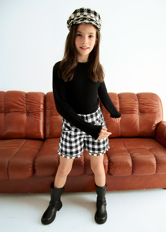 Bermuda vichy lantejoulas - Abel & Lula - A&L Mini Menina - AW25-5716