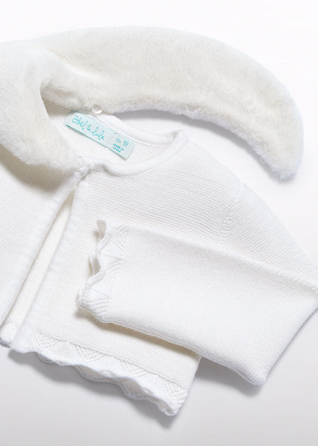 Casaco tricô gola pelo - Abel & Lula - A&L Baby Menina - AW25-5817
