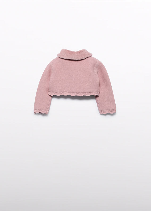 Casaco tricô gola pelo - Abel & Lula - A&L Baby Menina - AW25-5817