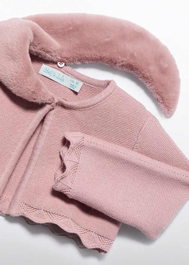 Casaco tricô gola pelo - Abel & Lula - A&L Baby Menina - AW25-5817