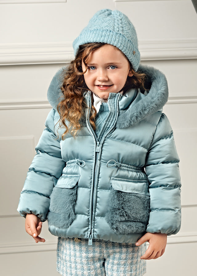 Blusão acetinado pelo - Abel & Lula - A&L Mini Menina - AW25-5849