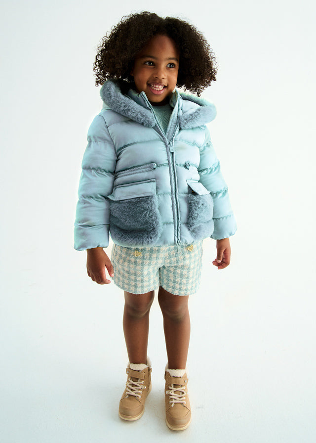 Blusão acetinado pelo - Abel & Lula - A&L Mini Menina - AW25-5849