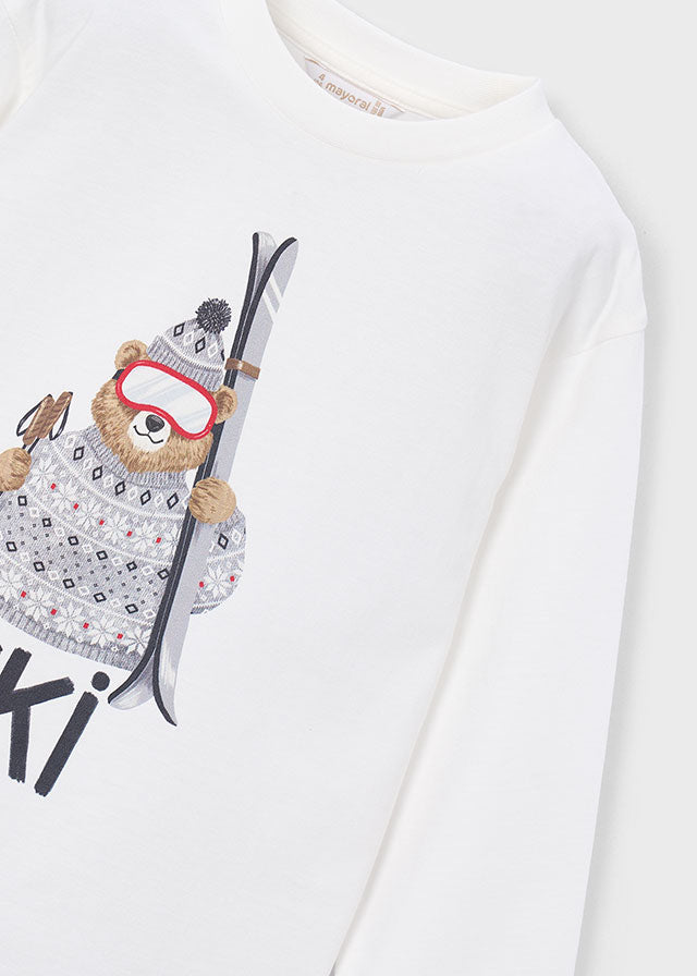 Camisola print urso ski - Nata