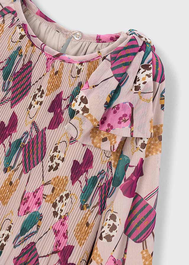 Vestido plissado estampado - V.garrafa