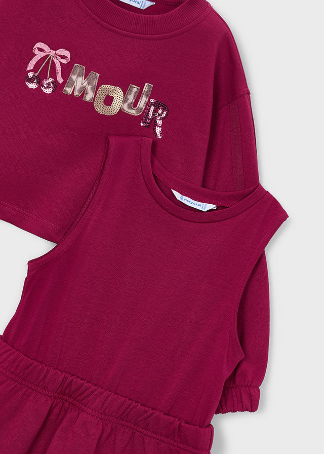 Vestido felpa bordado - Cherry