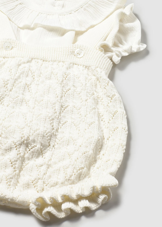 Conj. jardineira tricot - mayoral - New Born menina - SS26-1637