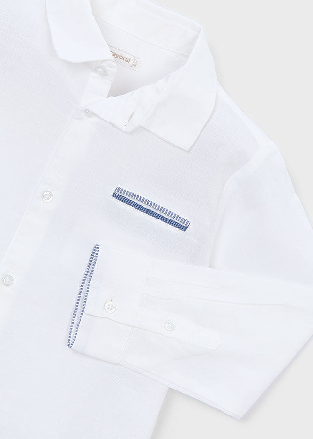 Camisa m/comp. linho - mayoral - Mini Menino - SS26-3117