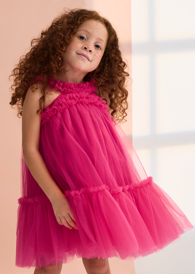 Vestido tule folhos - Abel & Lula - A&L Mini Menina - SS26-5036