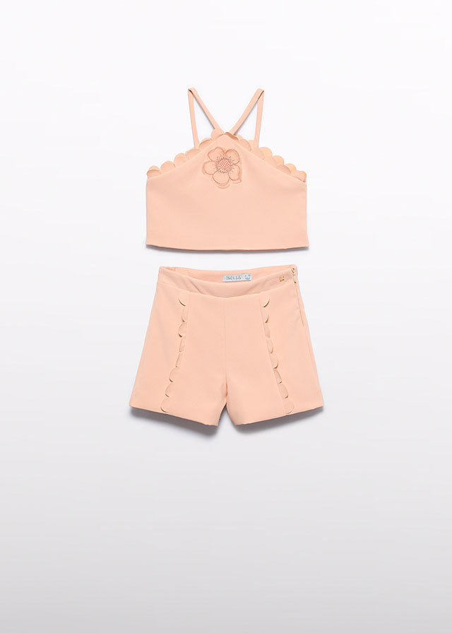 Conj. bermuda crepe ondas - Abel & Lula - A&L Mini Menina - SS26-5209