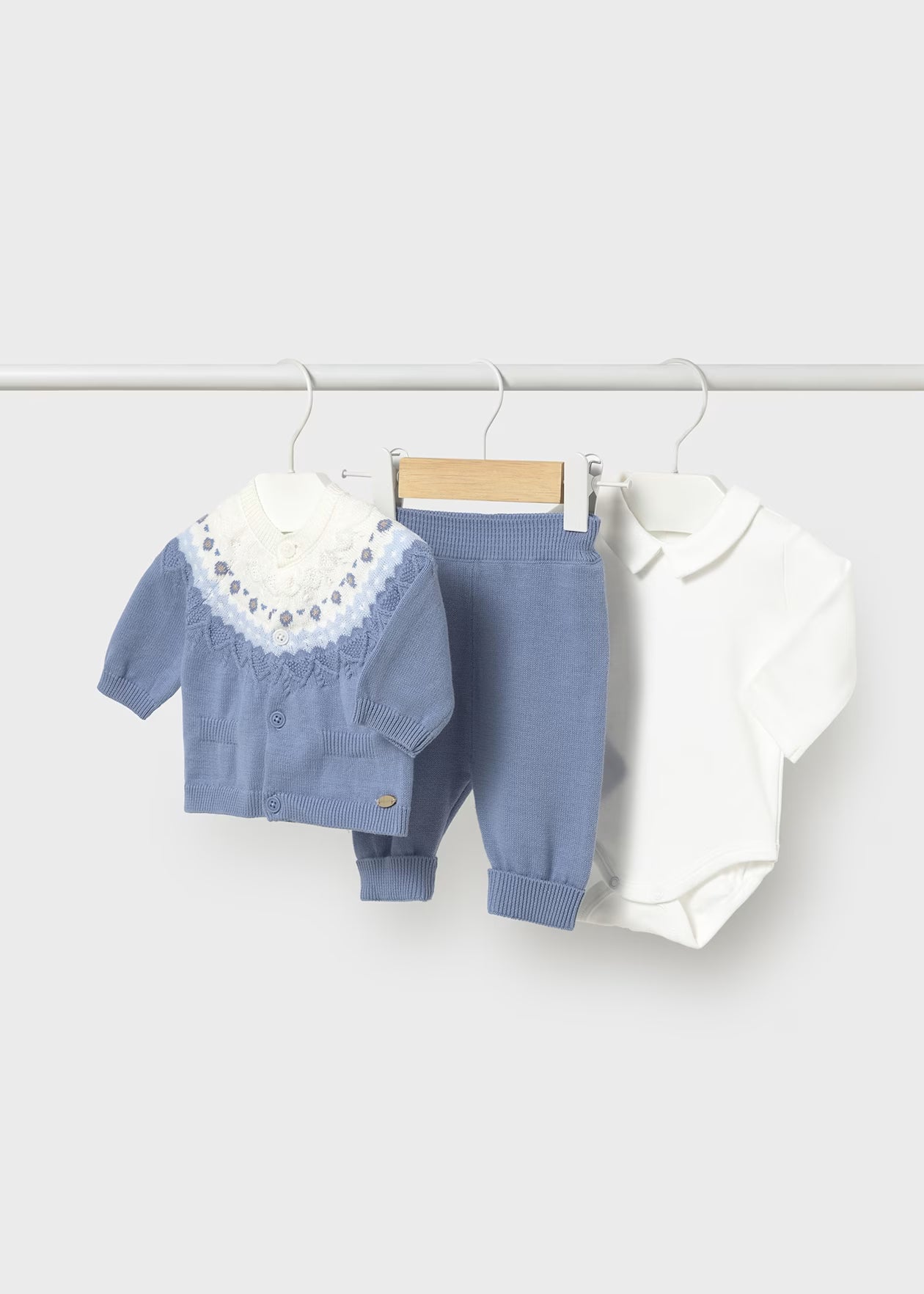 Conj. calça 3 peças tricô - mayoral - New Born menino - AW25-2570