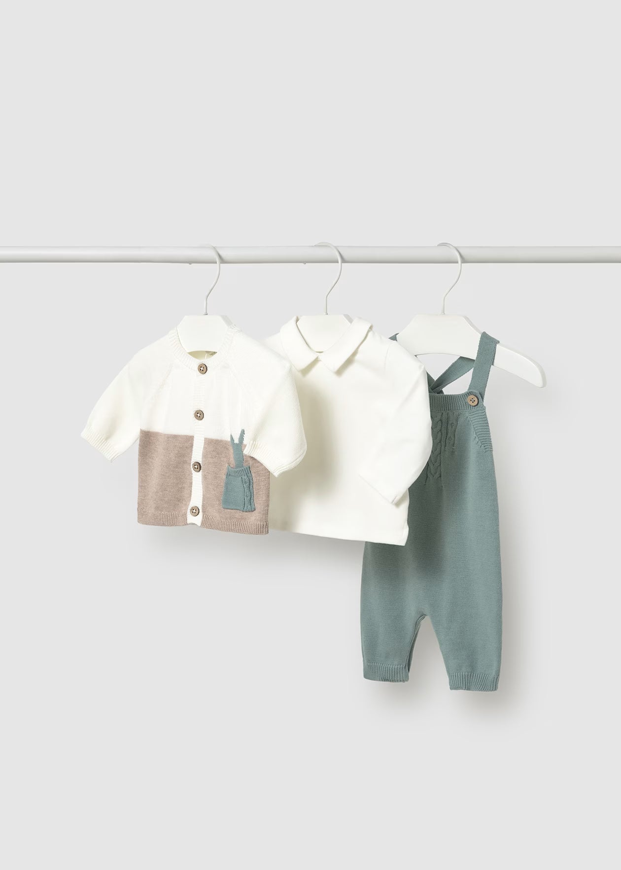 Conj. jardineira tricot - mayoral - New Born menino - AW25-2617