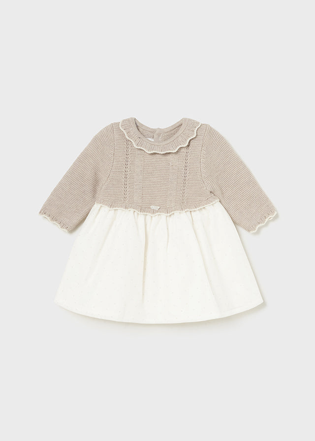 Vestido combinado tricot - mayoral - New Born menina - AW24-2883