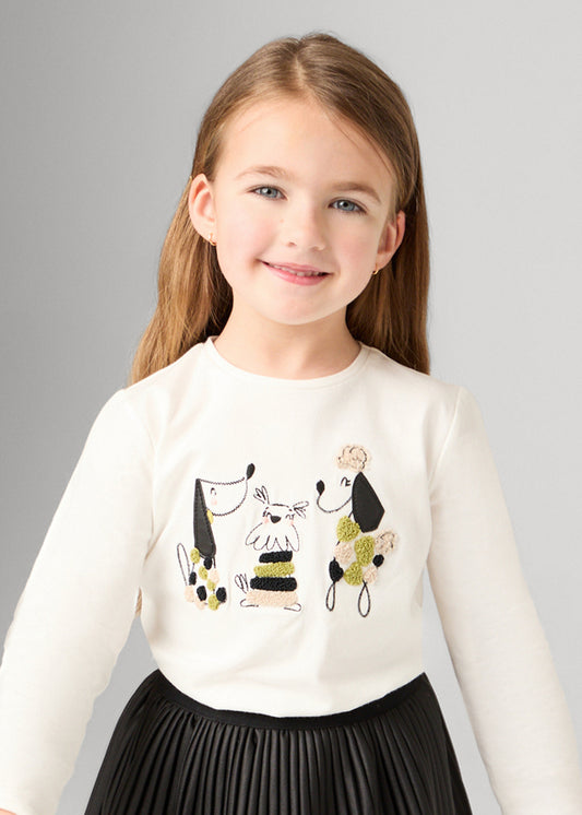 Camiseta m/comp. bordada - mayoral - Mini Menina - AW24-4070