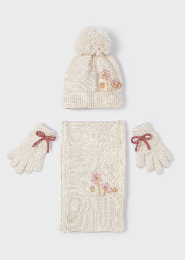 Conj. gorro cachecol flores - mayoral - Mini Menina - AW24-10826