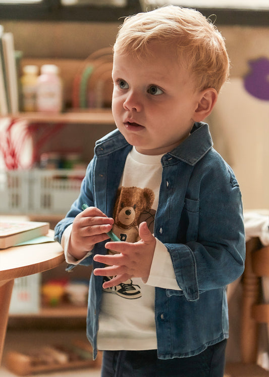Camisa m/comp. denim - mayoral - Baby menino - AW25-2108