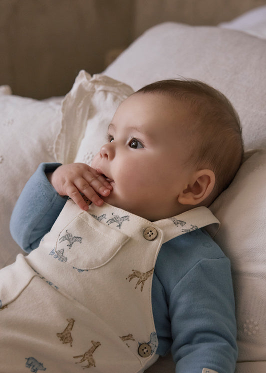 Conj. jardineira estampado - mayoral - New Born menino - AW25-2618