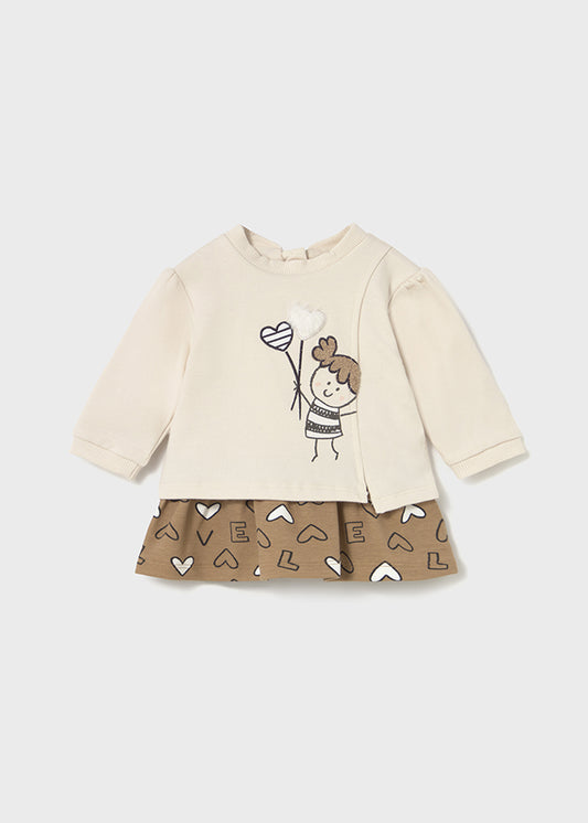 Vestido combinado felpa - mayoral - New Born menina - AW25-2833