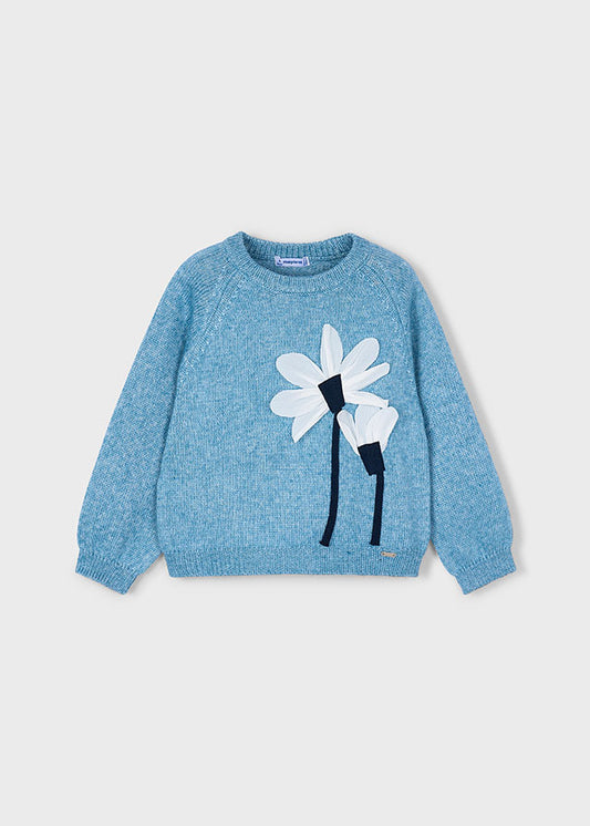 Jersey flores aplicação - mayoral - Mini Menina - AW25-4308